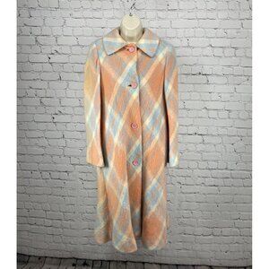 VTG Originala Peach Orange Plaid Button Bell Lined Jacket USA Made Size Medium M